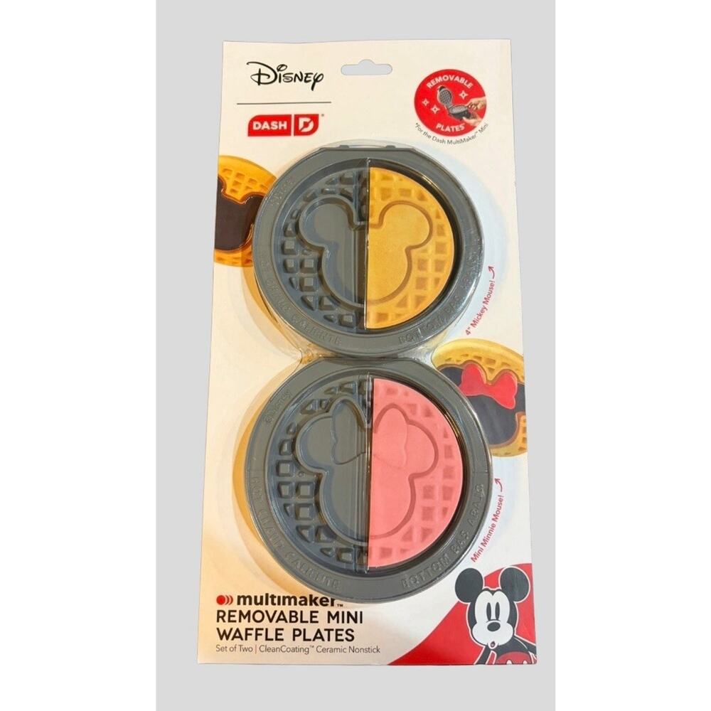Disney Dash Mini Waffle Maker Plates Mickey Minnie Multimaker Nonstick Set NEW